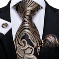 GentCrest Brown Paisley Tie Hanky Cufflinks Set - Image 1