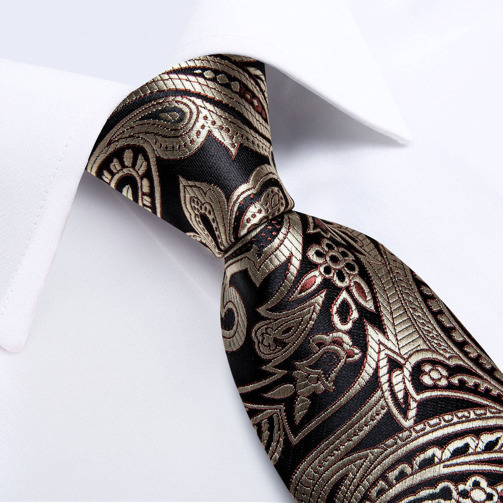 GentCrest Brown Paisley Tie Hanky Cufflinks Set - Image 3