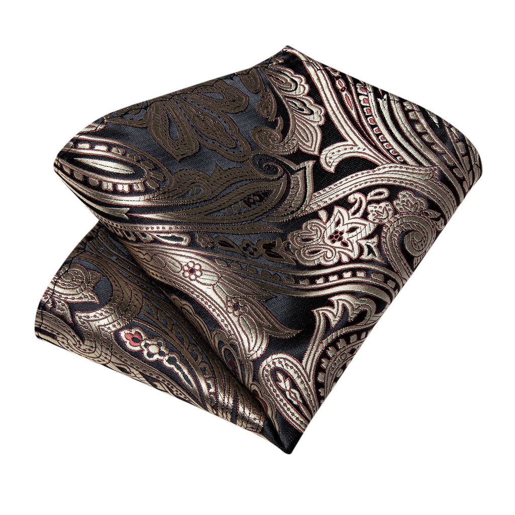 GentCrest Brown Paisley Tie Hanky Cufflinks Set - Image 4
