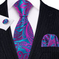 Red Blue Paisley Silk Tie Set - GentCrest