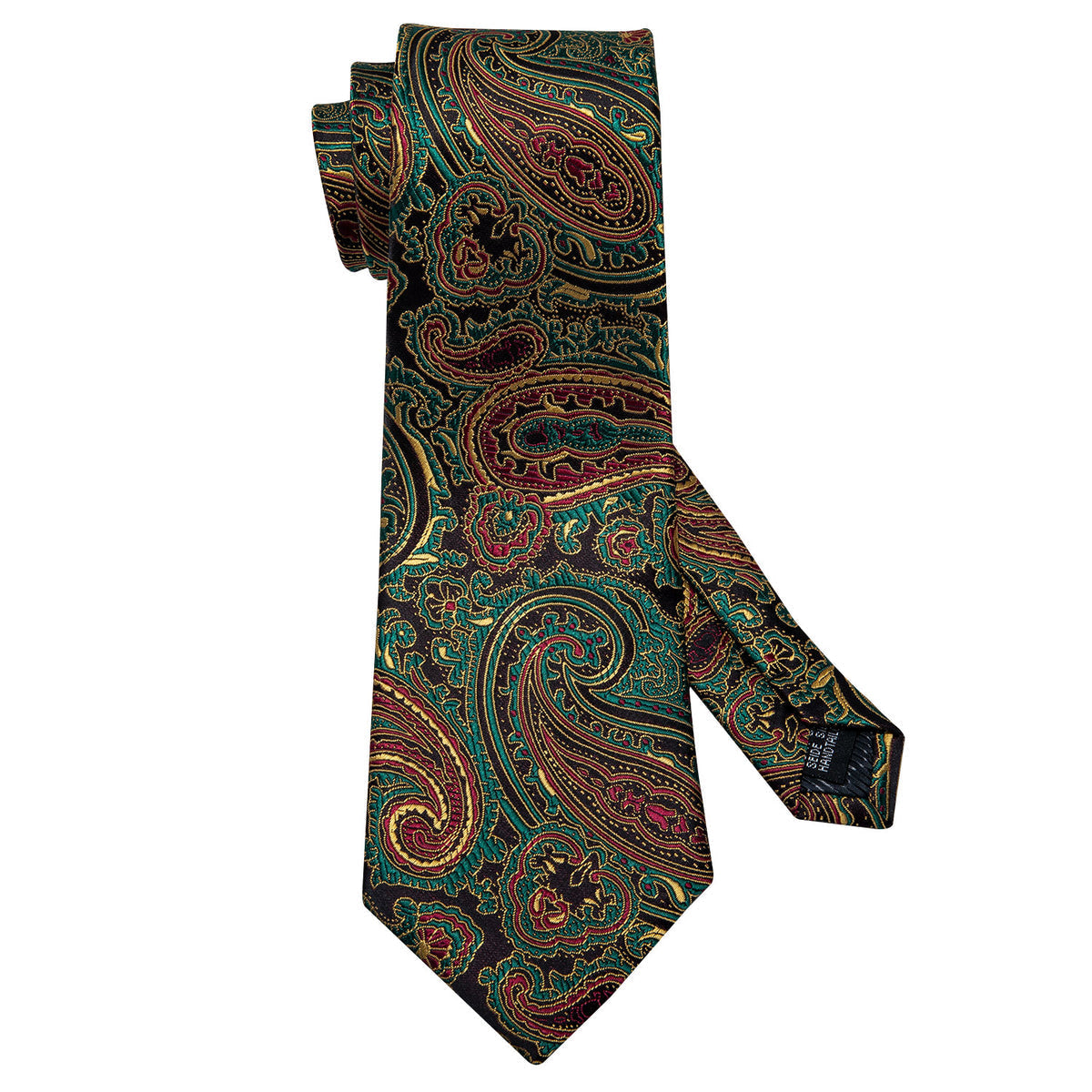 Olive Green & Bronze Paisley Silk Tie Set - GentCrest - View 4