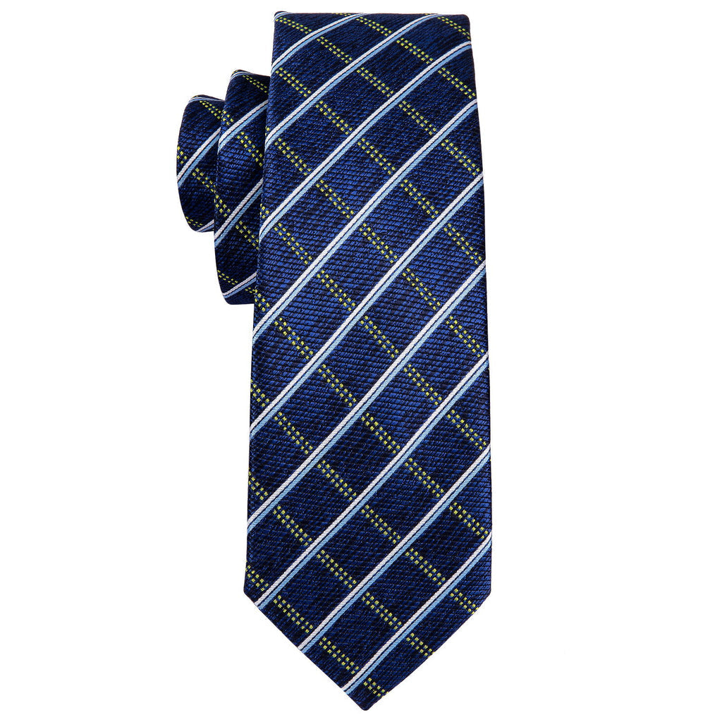 Royal Blue Plaid Silk Tie Set - GentCrest - View 4