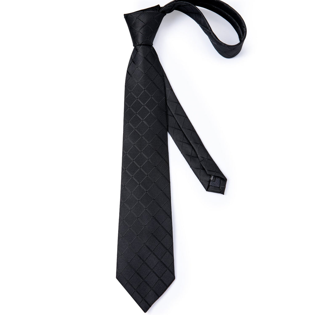 GentCrest Black Plaid Tie Hanky Cufflinks Set - Image 4