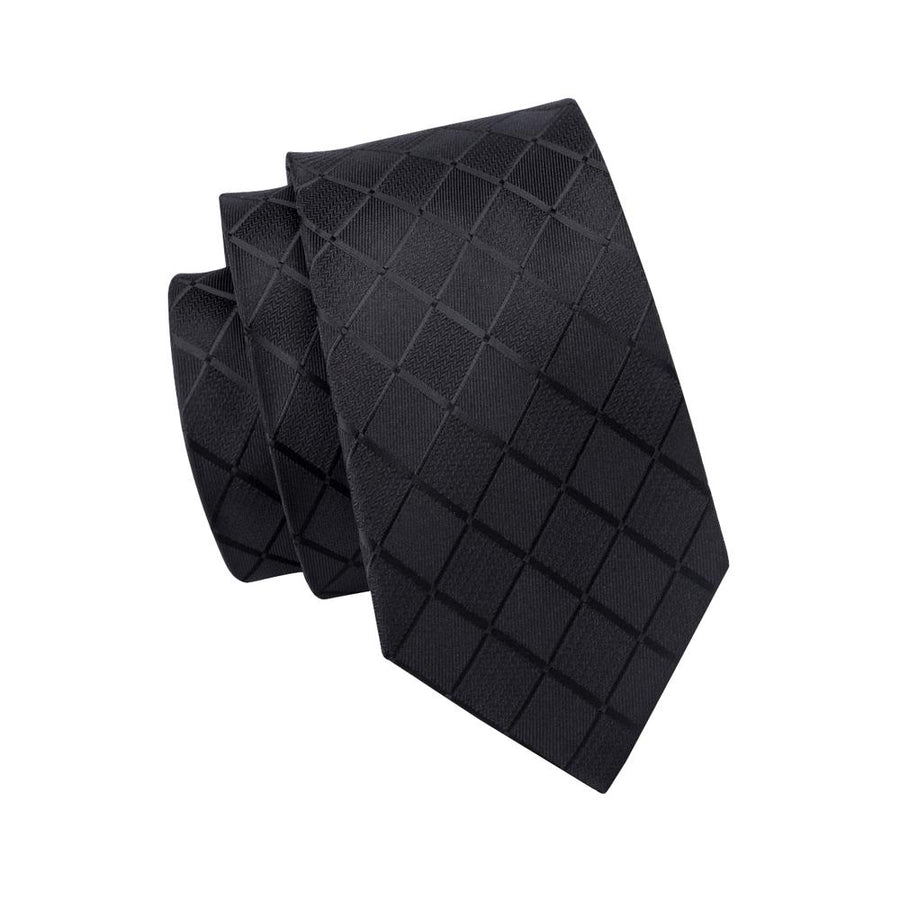 Pure and Black Plaid Silk XL Silk Tie Set - GentCrest - View 3