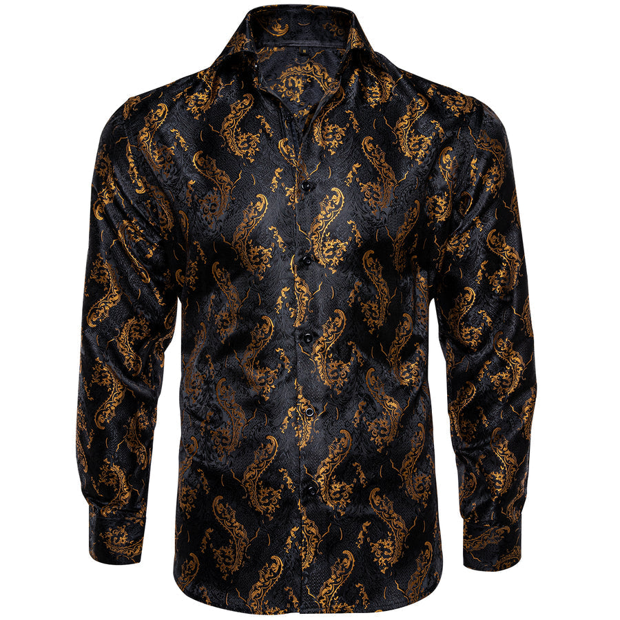 Black and Gold Floral Dress Shirt - GentCrest