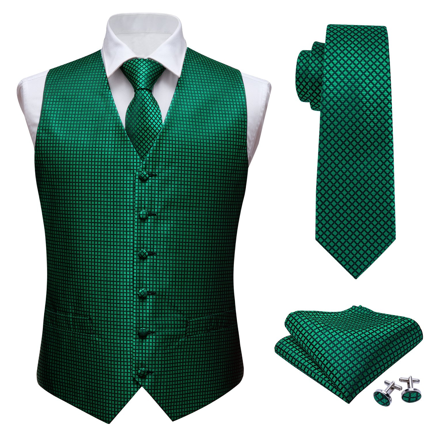 GentCrest Black Plaid Vest Set - Image 5