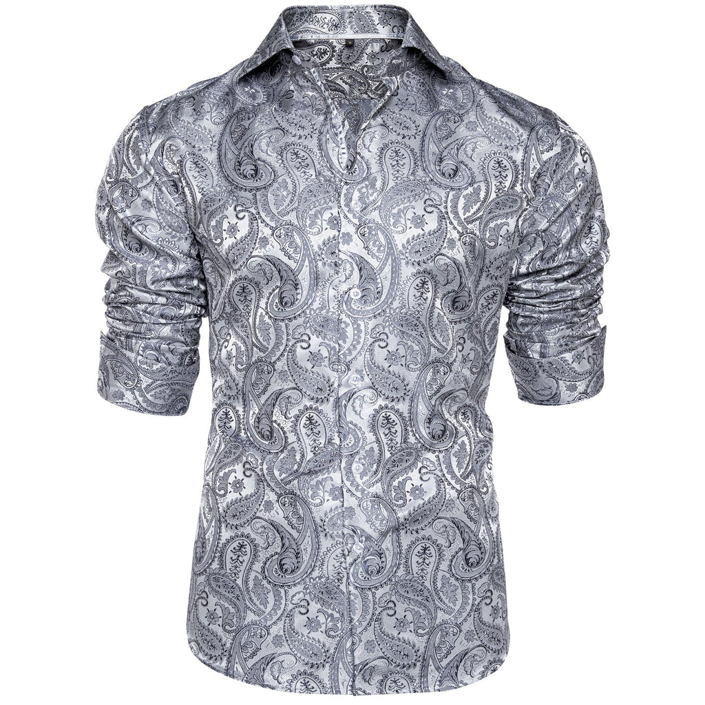 Silver Paisley Dress Shirt - GentCrest - View 9