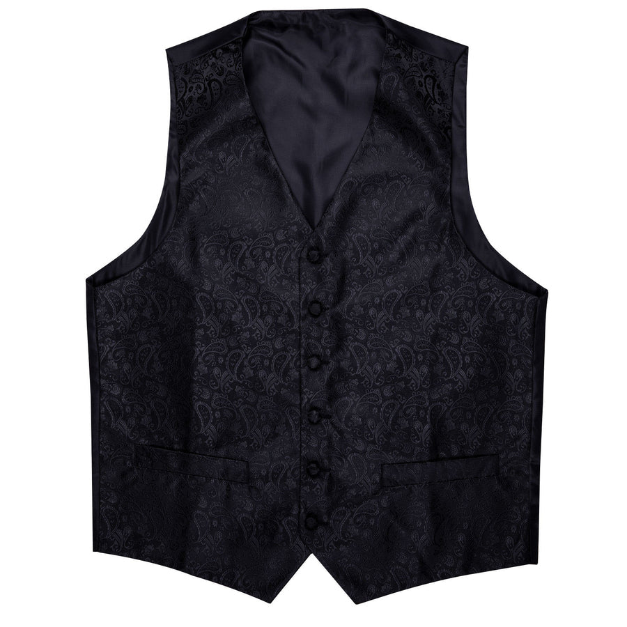 Ebony Black Paisley Luxe Vest Set - GentCrest - View 2