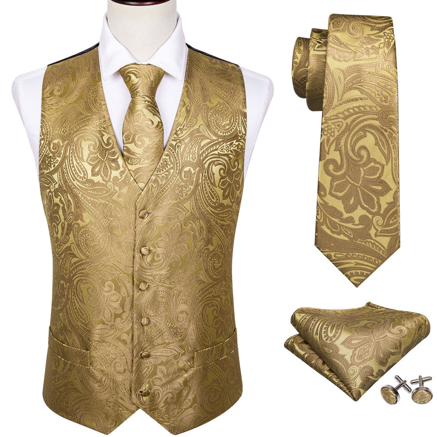 Floral Golden Vest Set - GentCrest - View 3