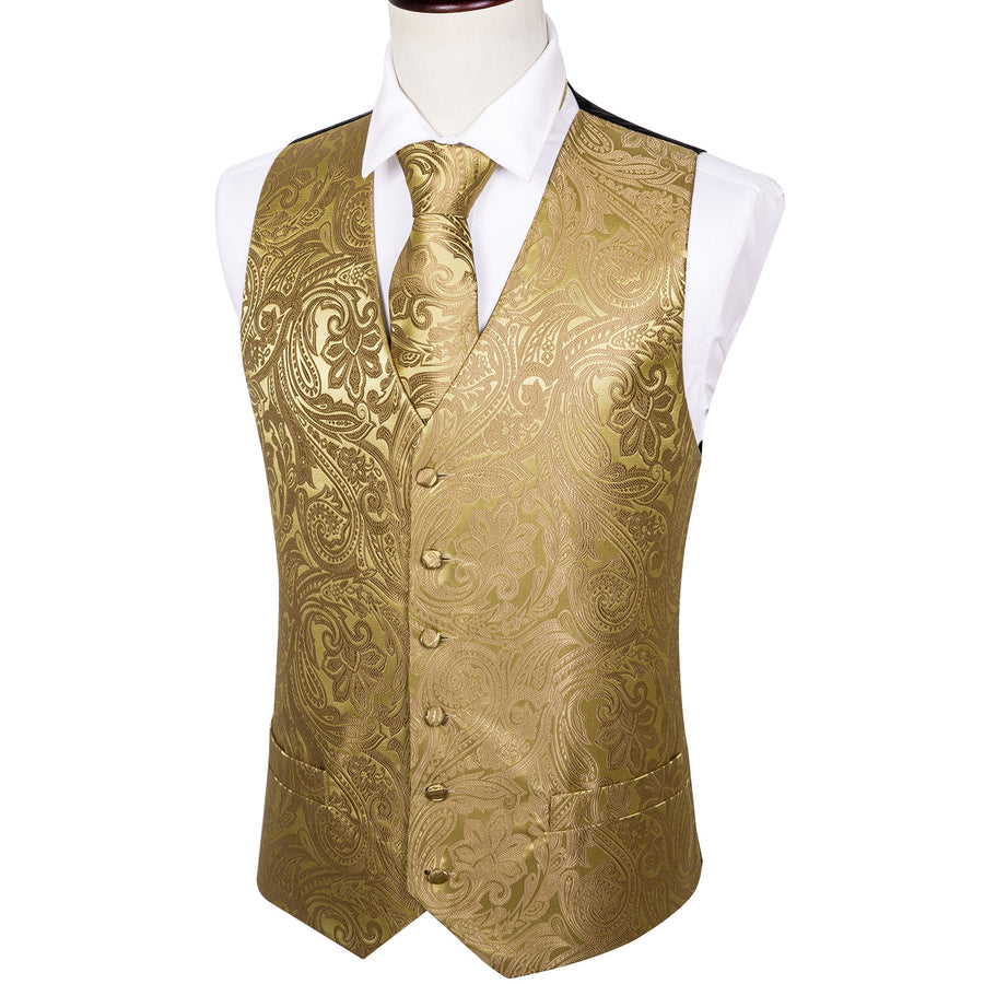 Floral Golden Vest Set - GentCrest - View 5
