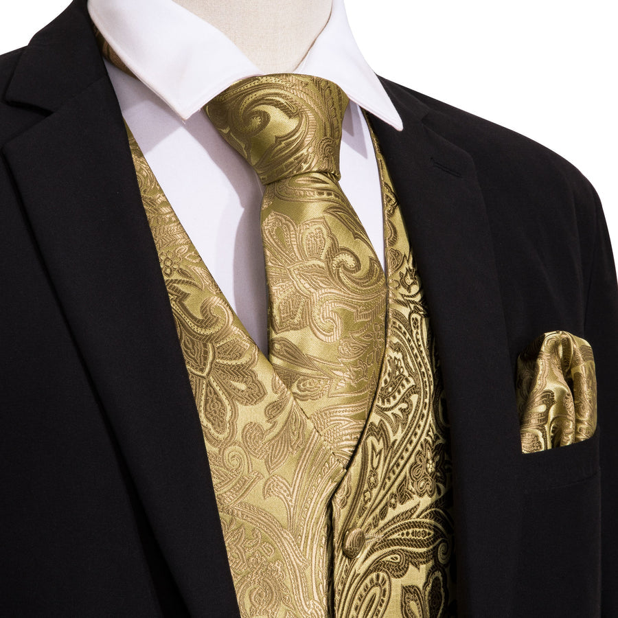 Floral Golden Vest Set - GentCrest