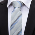 Classic Gray Striped Silk Tie Set - GentCrest