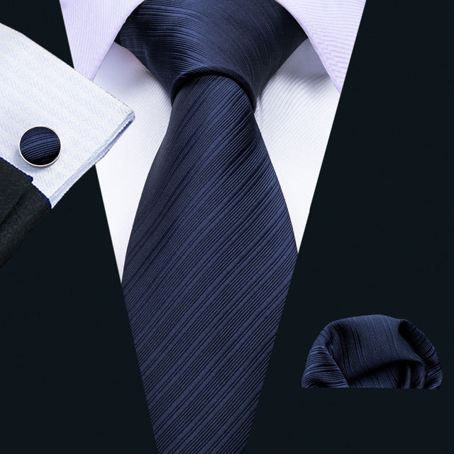 Blue Lines Silk Tie Set - GentCrest