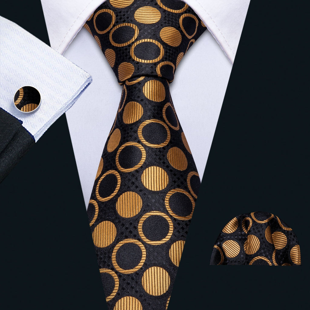 Gold Circles Silk Tie Set - GentCrest