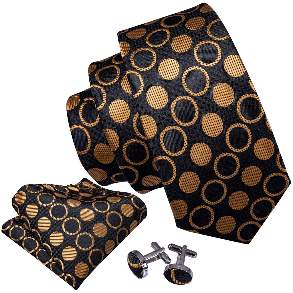 Gold Circles Silk Tie Set - GentCrest - View 2