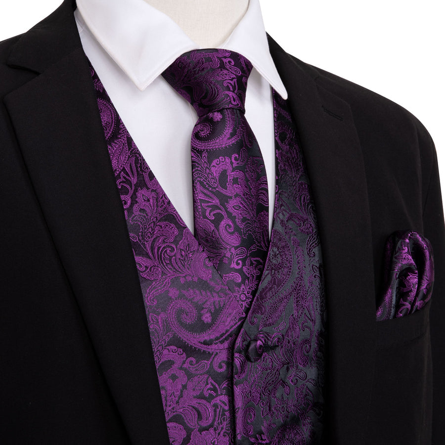 GentCrest Purple Paisley Vest Set - Image 1