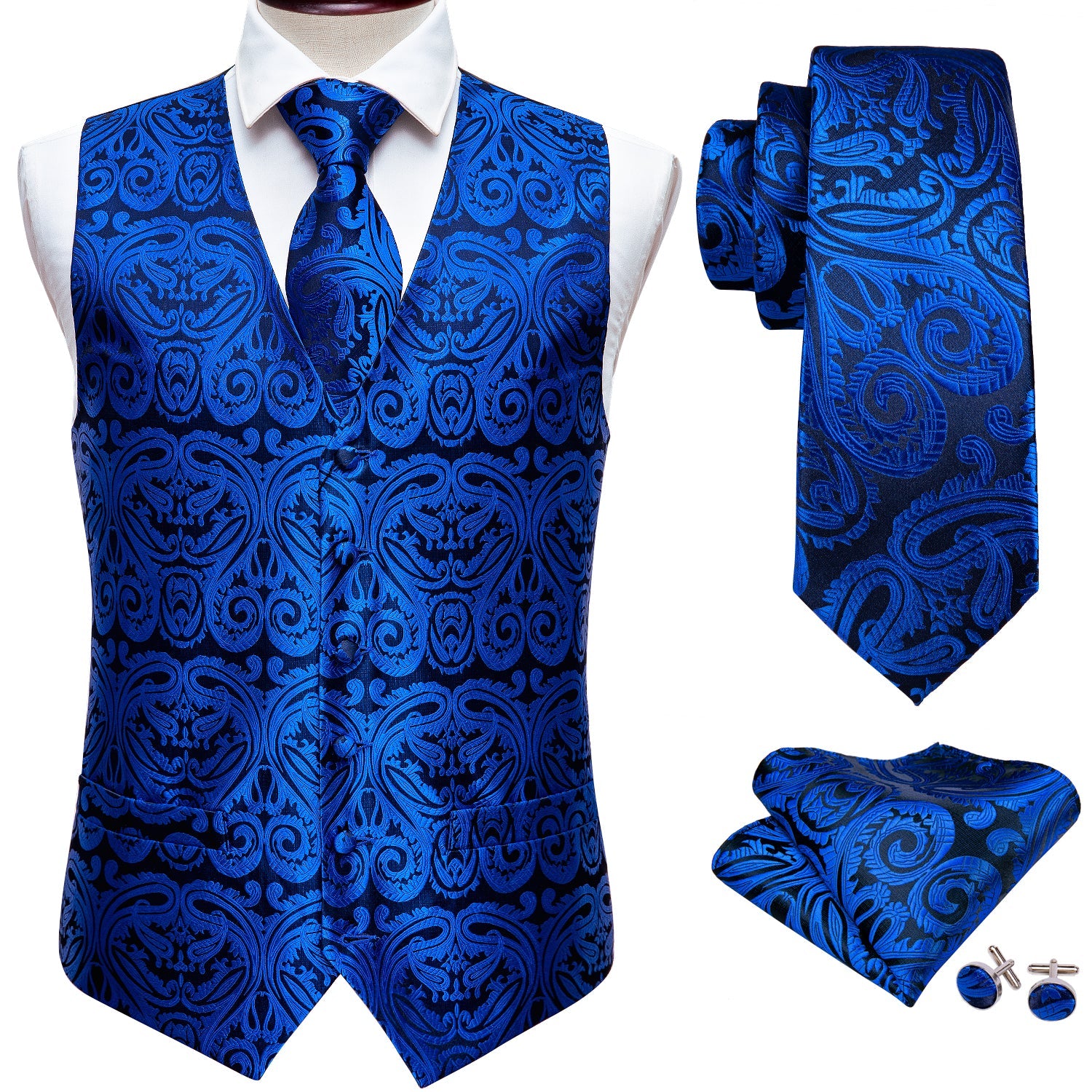 GentCrest Blue Paisley Vest Set - Image 4