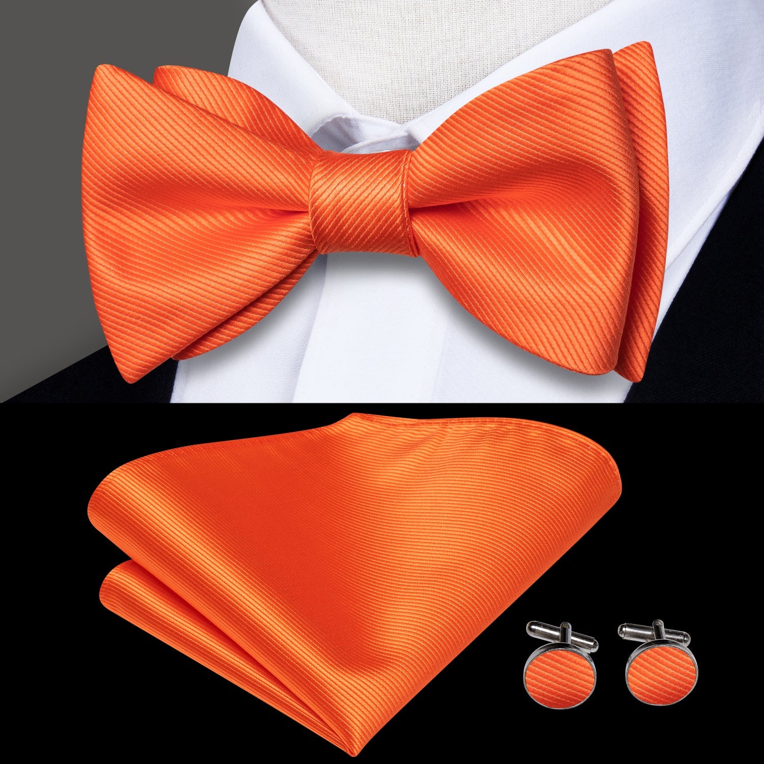 GentCrest Orange Solid Bowtie Set - Image 1