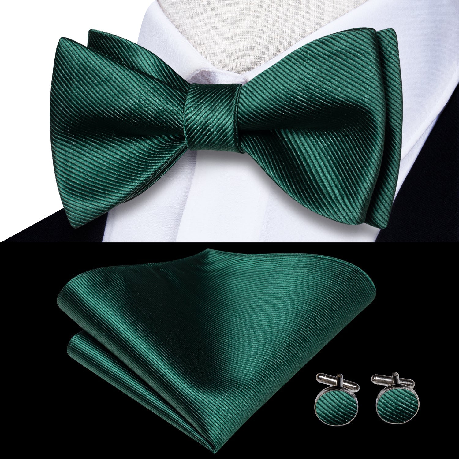 GentCrest Green Solid Bowtie Set - Image 2