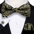Fashion Silk Bow Tie Set with Pocket Square & Cufflinks - GentCrest