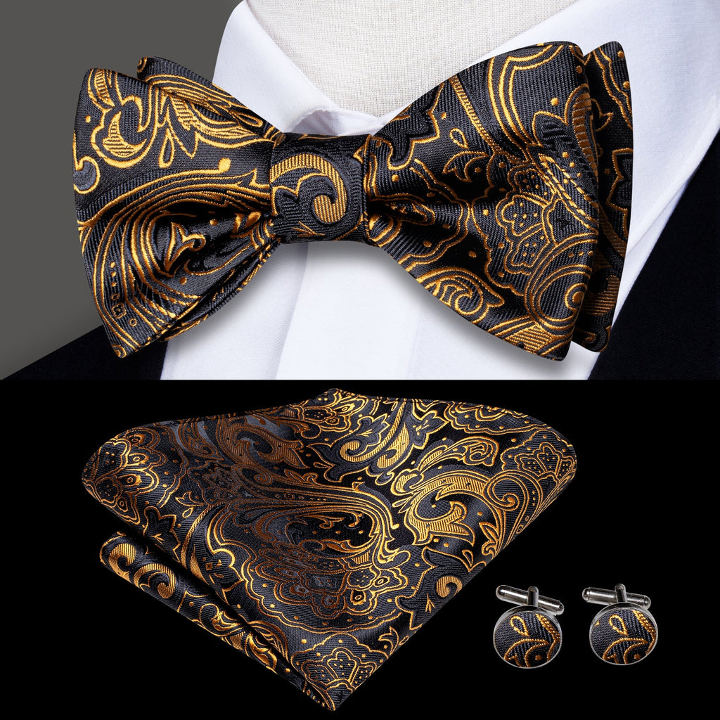 GentCrest Black Paisley Bowtie Set - Image 1