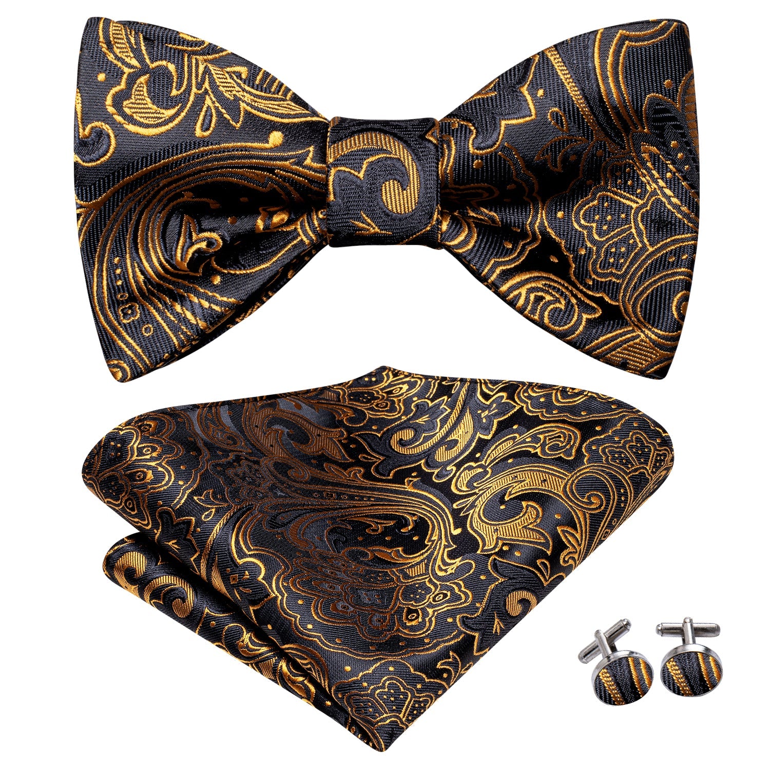 GentCrest Black Paisley Bowtie Set - Image 3