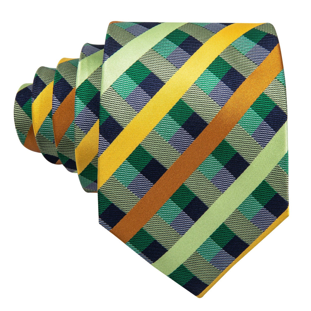 GentCrest Green Plaid Tie Hanky Cufflinks Set - Image 4