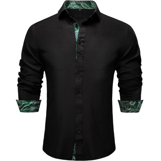 Black & Green Paisley Dress Shirt - GentCrest - View 2
