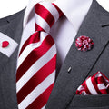 GentCrest Red Striped Tie with Lapel Pin - Image 1