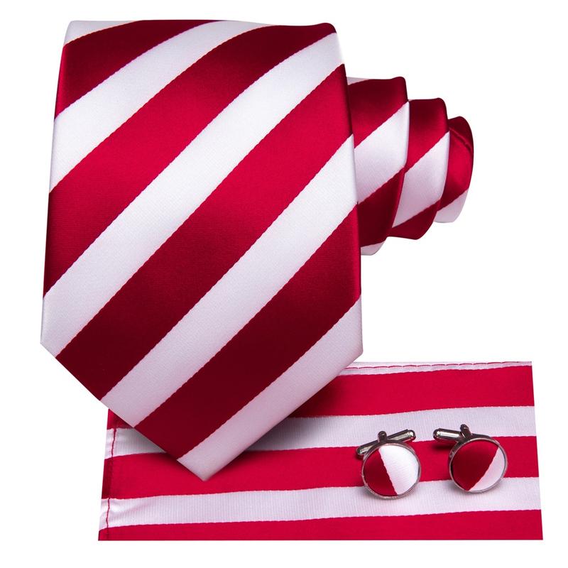 GentCrest Red Striped Tie Hanky Cufflinks Set - Image 5
