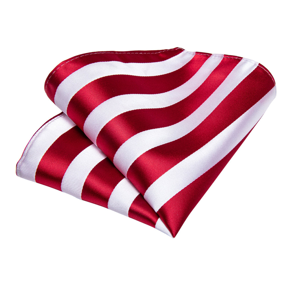 Red & White Striped Silk Tie Set - GentCrest - View 6