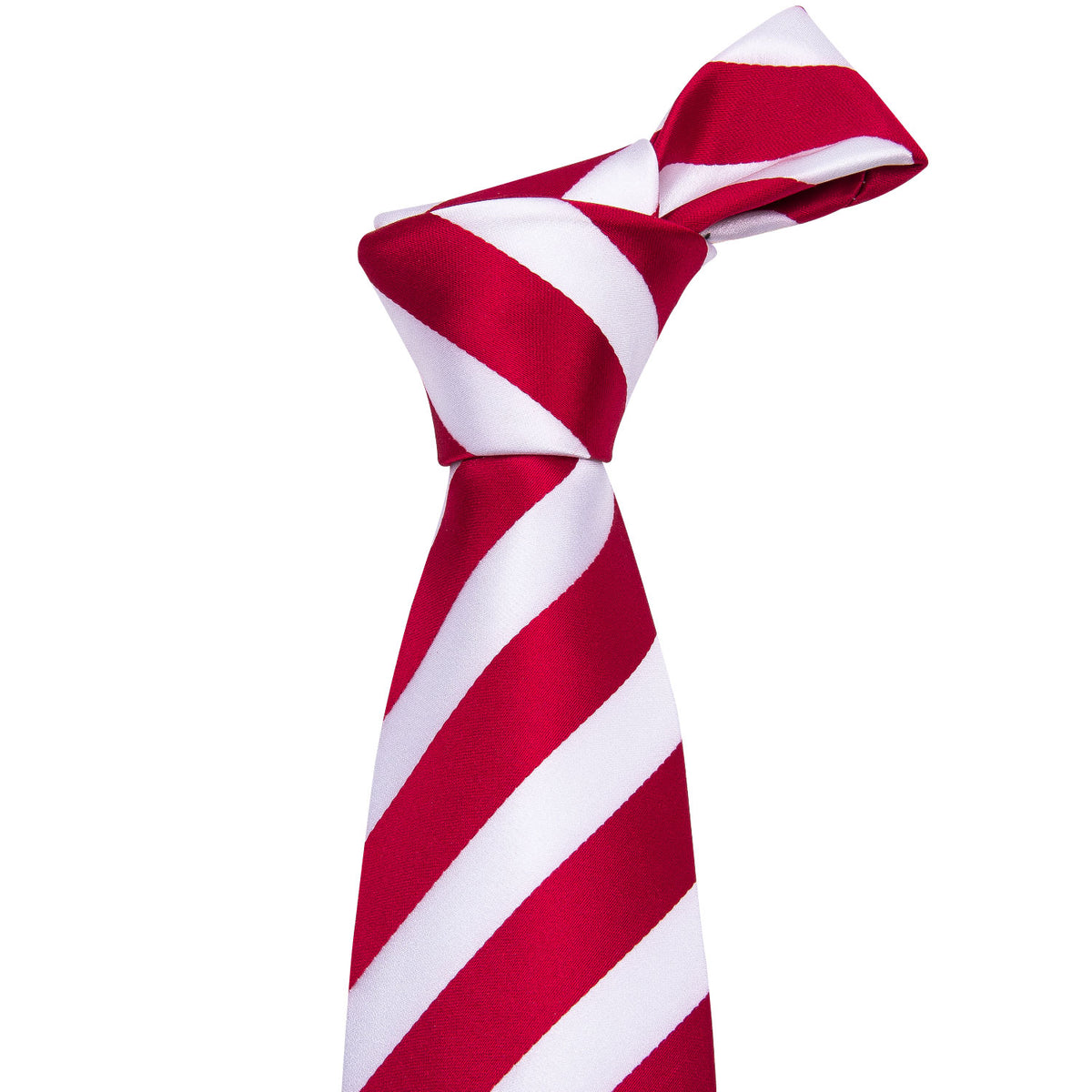 Red & White Striped Silk Tie Set - GentCrest - View 5