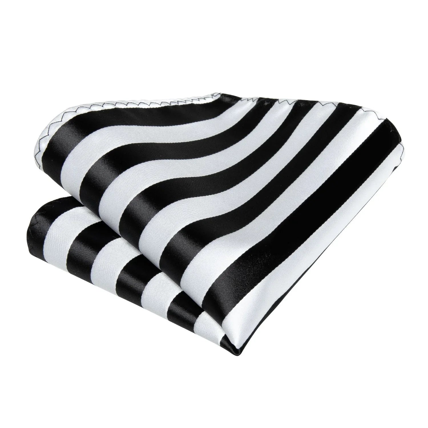 Black and White Striped Silk Tie Set - GentCrest - View 5