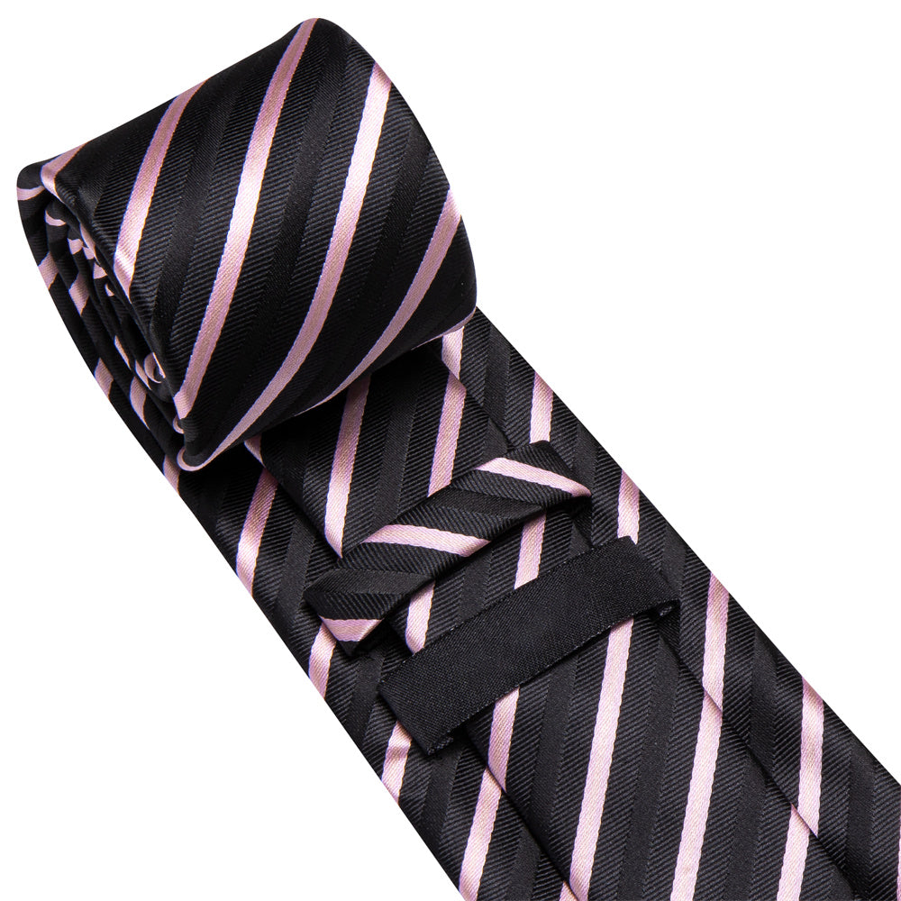 GentCrest Black Striped Tie Hanky Cufflinks Set - Image 3