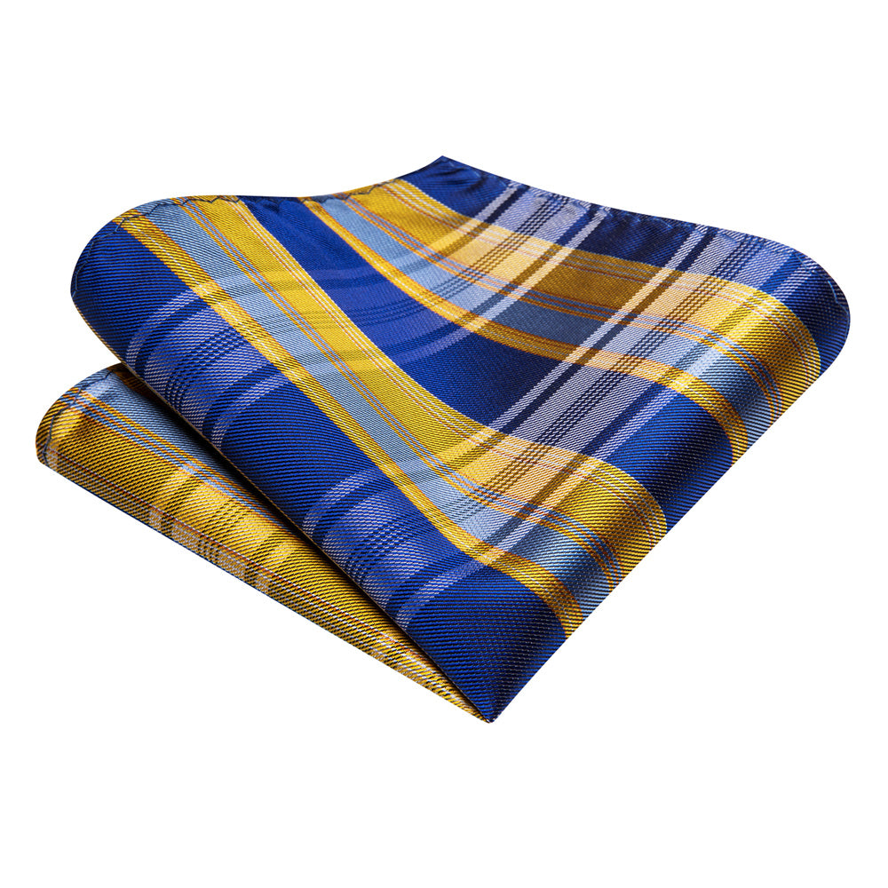 GentCrest Blue Plaid Tie Hanky Cufflinks Set - Image 5