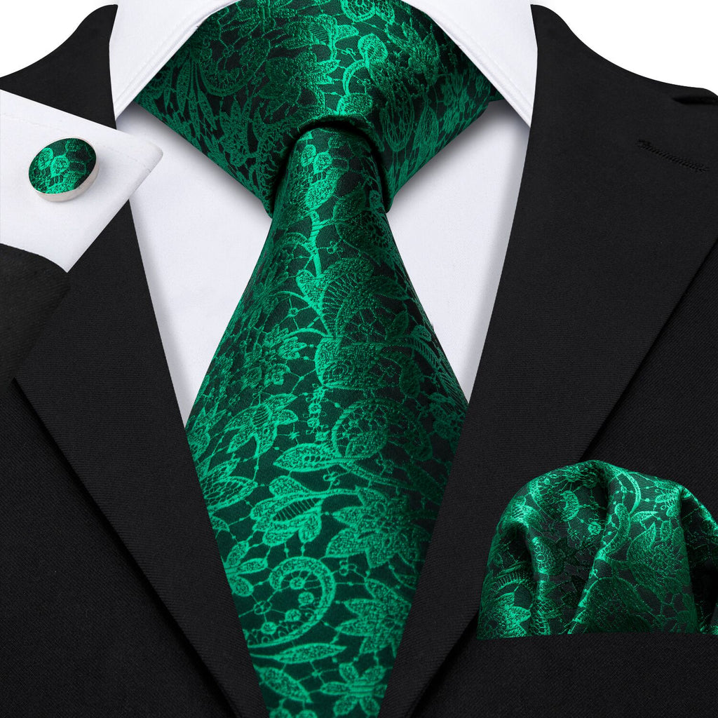 GentCrest Green Paisley Tie Hanky Cufflinks Set - Image 1