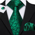 GentCrest Green Paisley Tie Hanky Cufflinks Set - Image 1