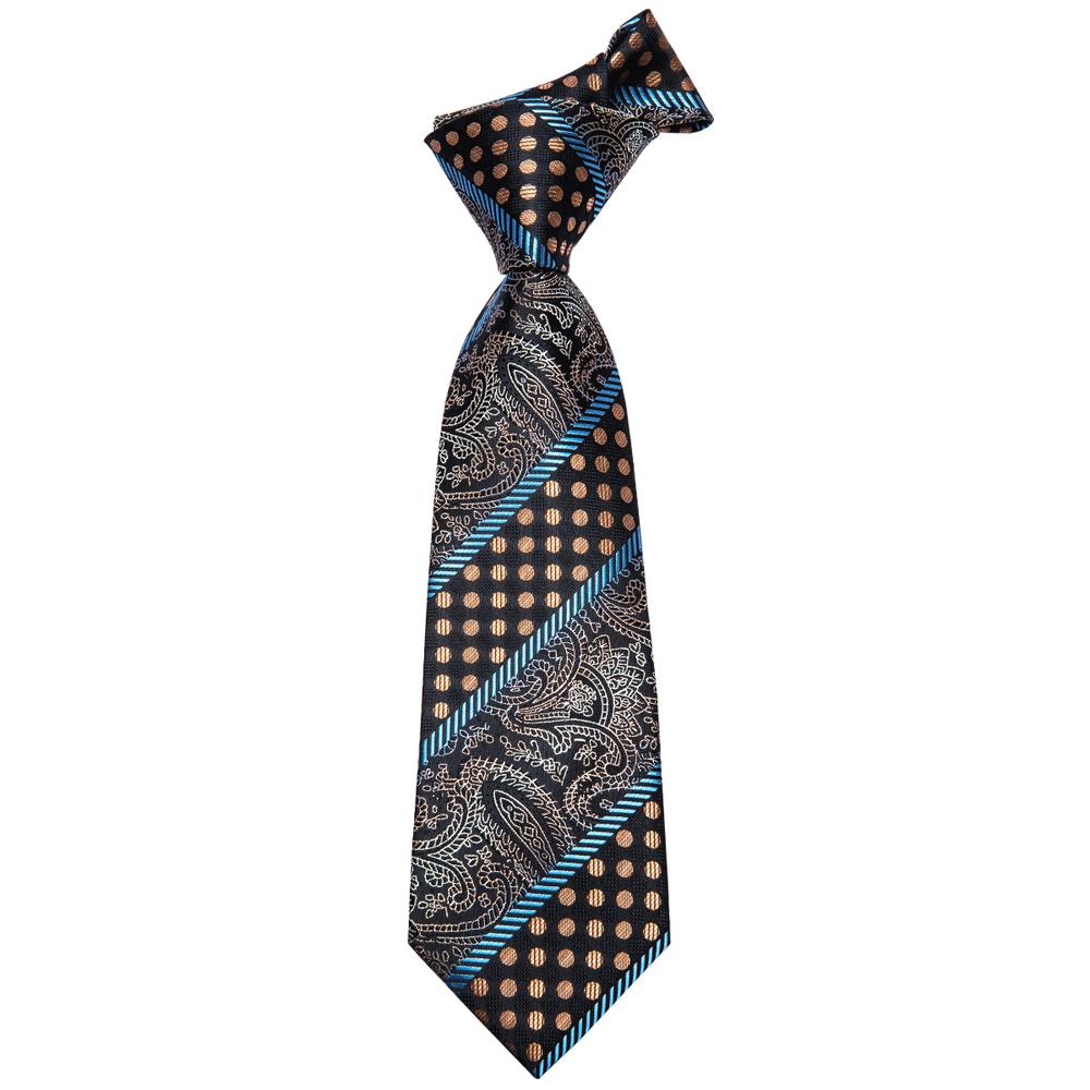 GentCrest Black Paisley Tie Hanky Cufflinks Set - Image 5