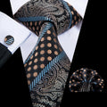 GentCrest Black Paisley Tie Hanky Cufflinks Set - Image 1