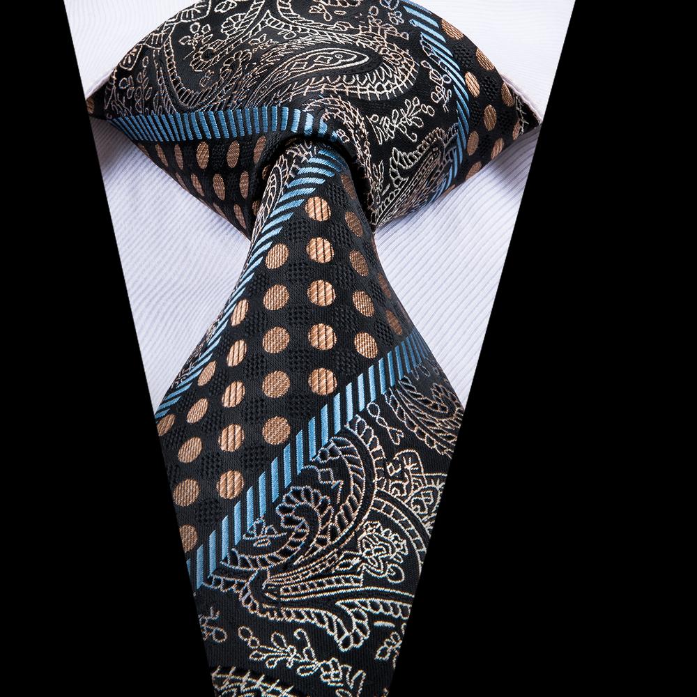 GentCrest Black Paisley Tie Hanky Cufflinks Set - Image 2