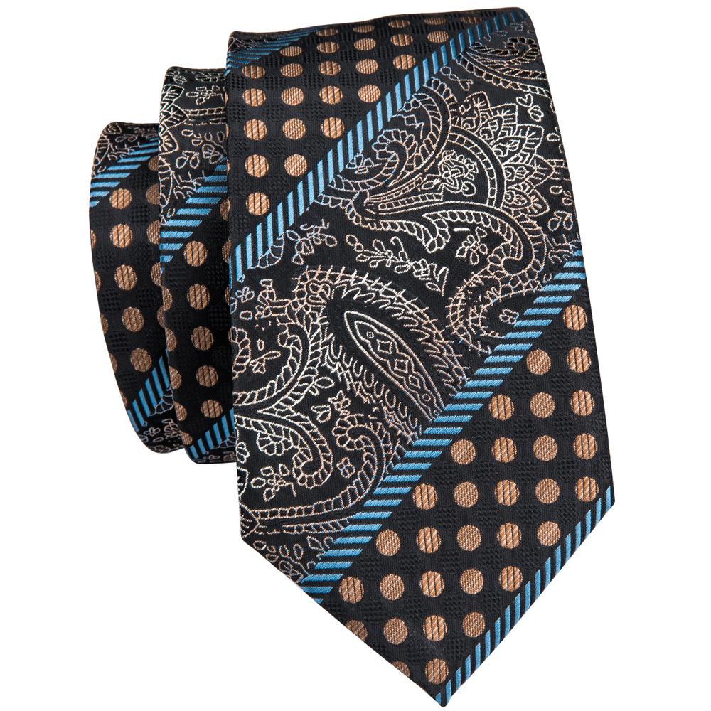 GentCrest Black Paisley Tie Hanky Cufflinks Set - Image 4