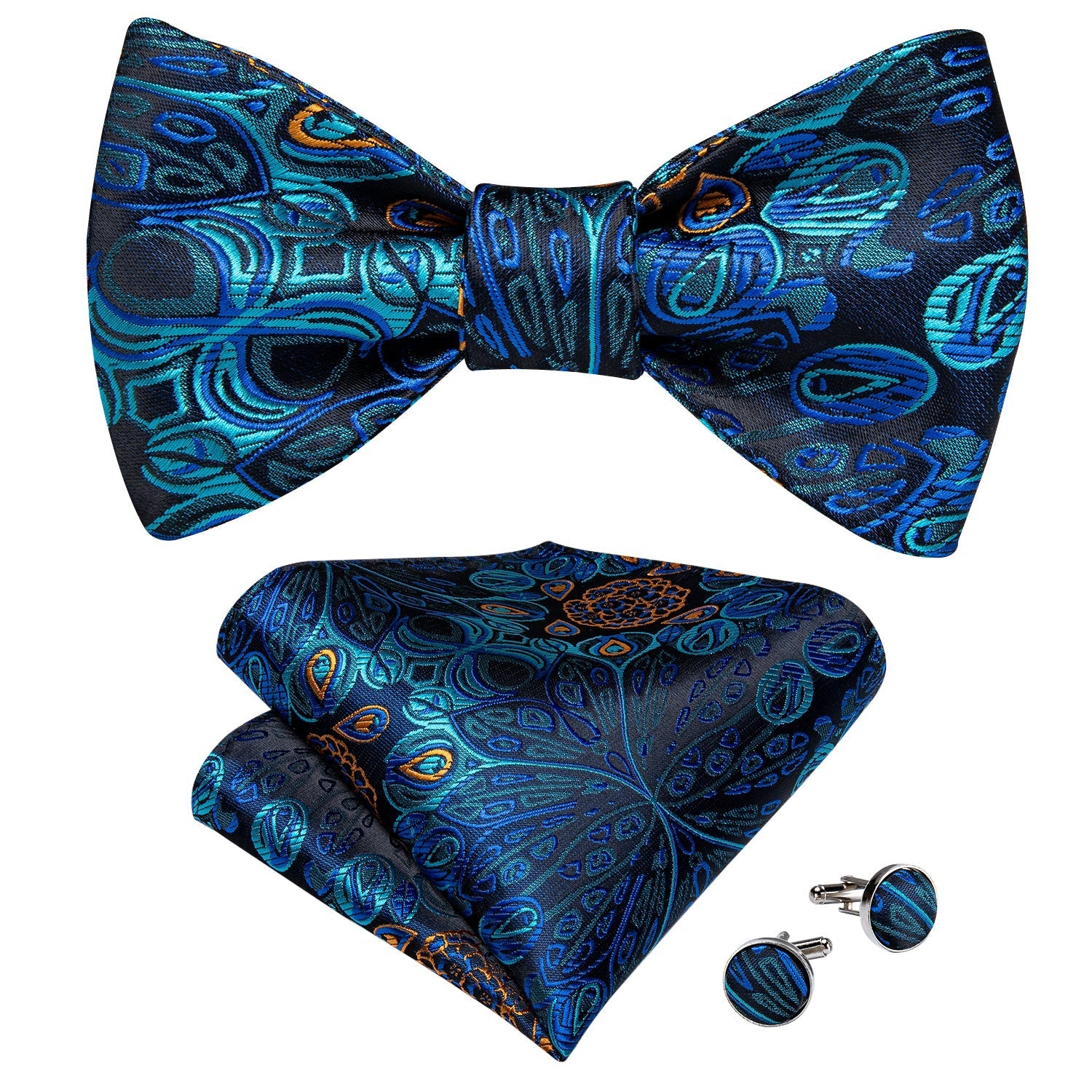 GentCrest Blue Paisley Bowtie Set - Image 1