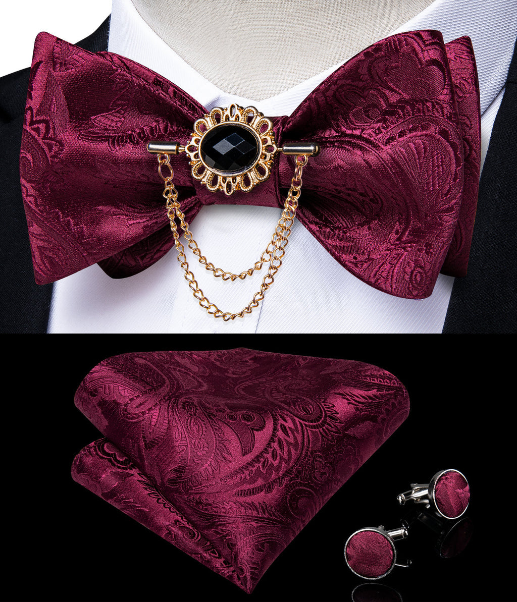 GentCrest Red Paisley Bowtie Set - Image 1