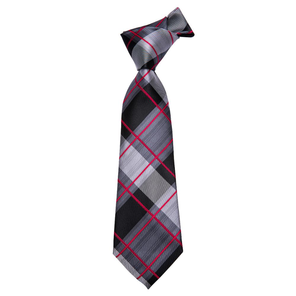 GentCrest Black Plaid Tie Hanky Cufflinks Set - Image 5