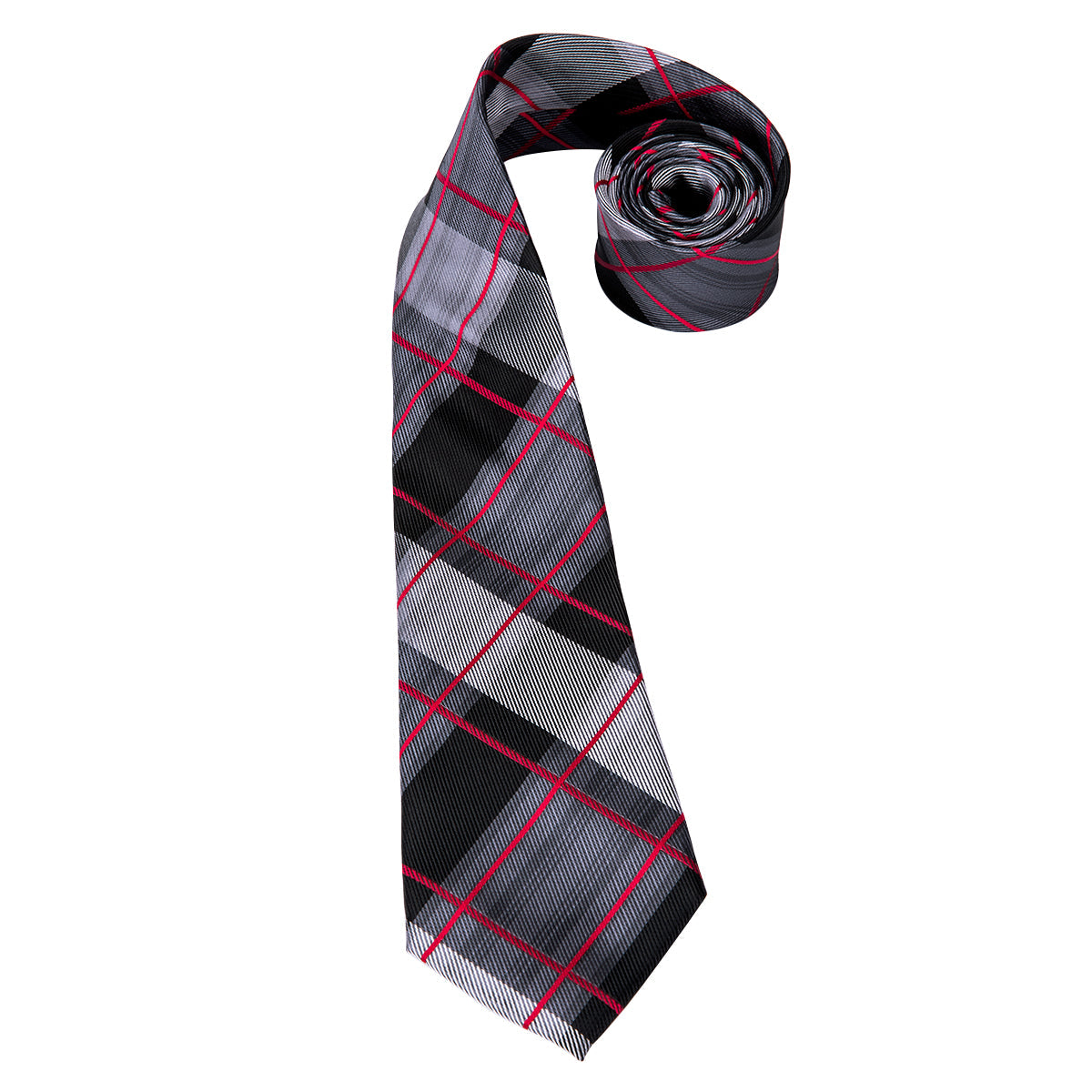GentCrest Black Plaid Tie Hanky Cufflinks Set - Image 7
