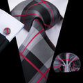 GentCrest Black Plaid Tie Hanky Cufflinks Set - Image 1