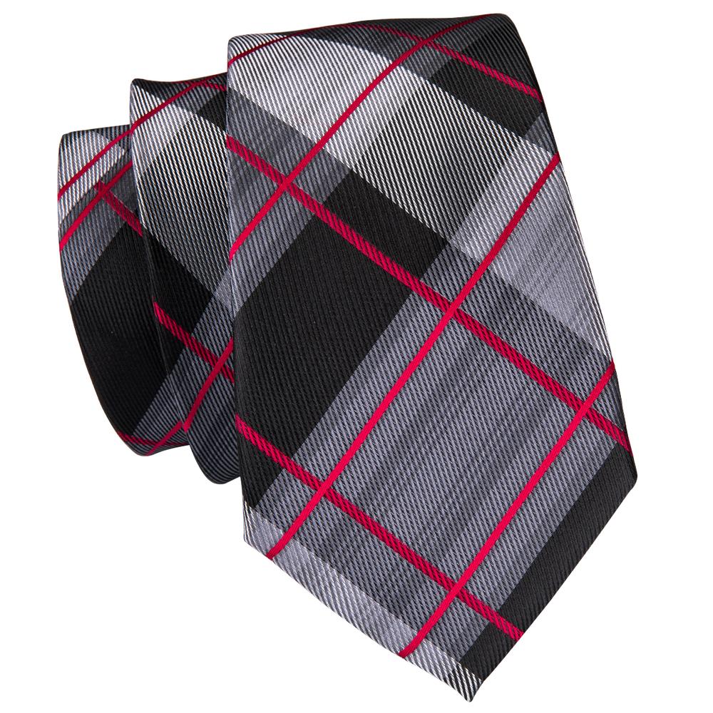GentCrest Black Plaid Tie Hanky Cufflinks Set - Image 5