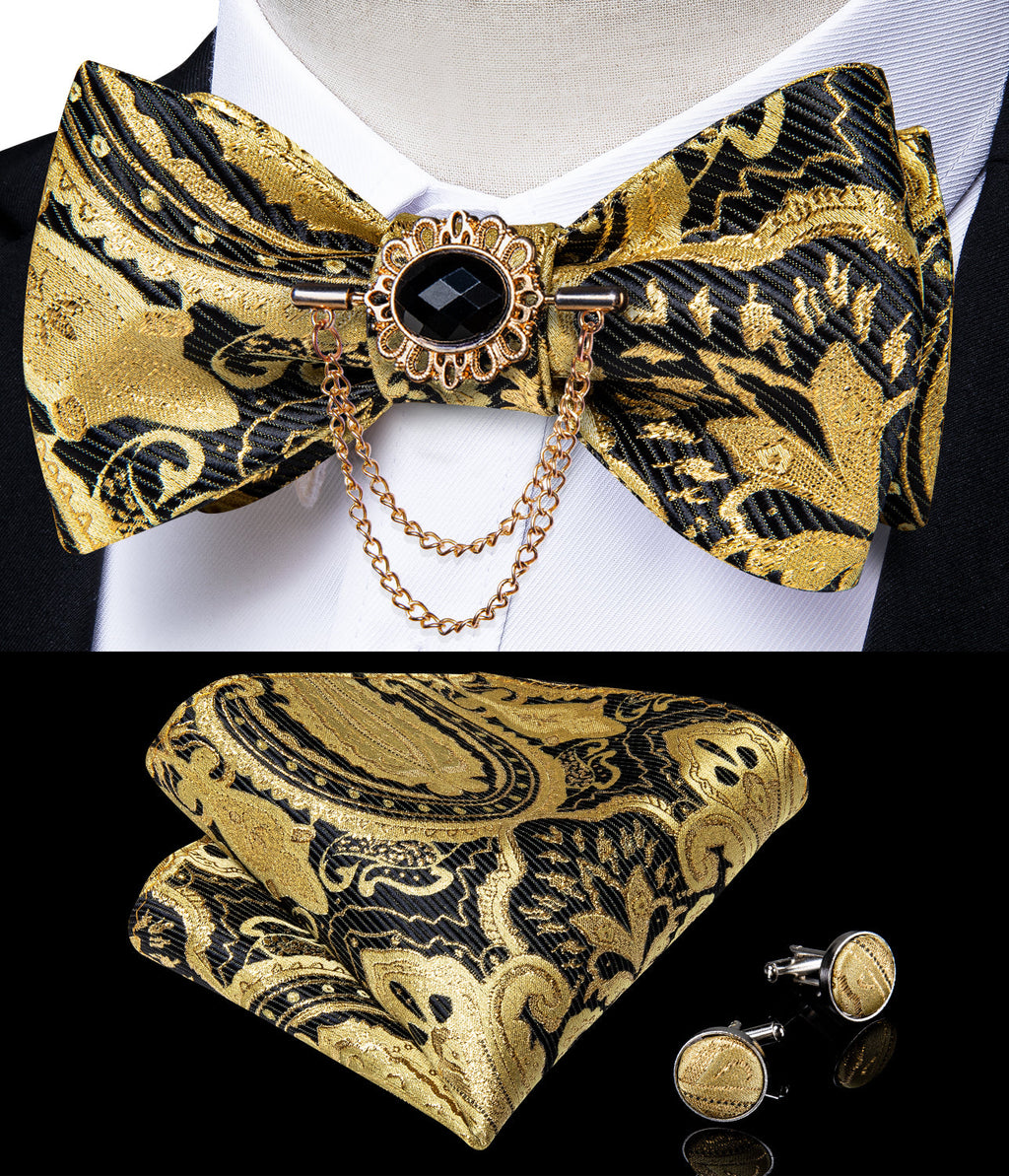 GentCrest Black Paisley Bowtie Set - Image 1