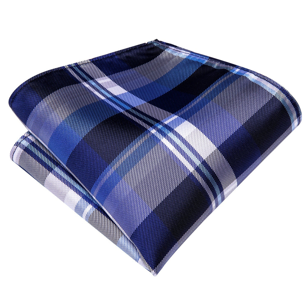 GentCrest Blue Plaid Tie Hanky Cufflinks Set - Image 5
