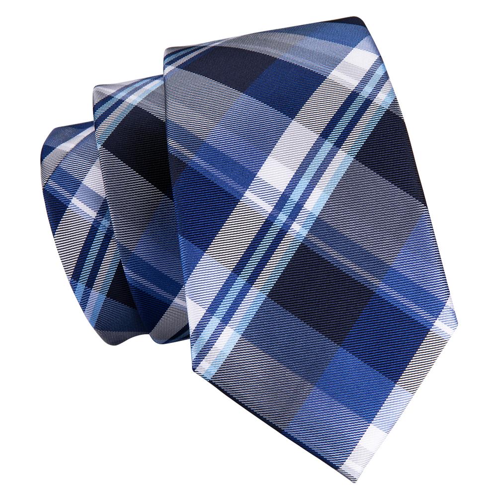 GentCrest Blue Plaid Tie Hanky Cufflinks Set - Image 3
